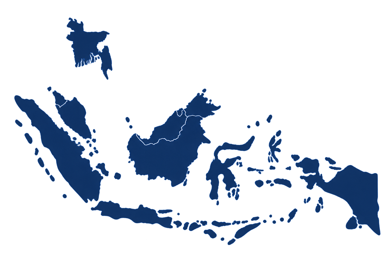 Illustrative map highlighting Bangladesh, Malaysia, and Indonesia