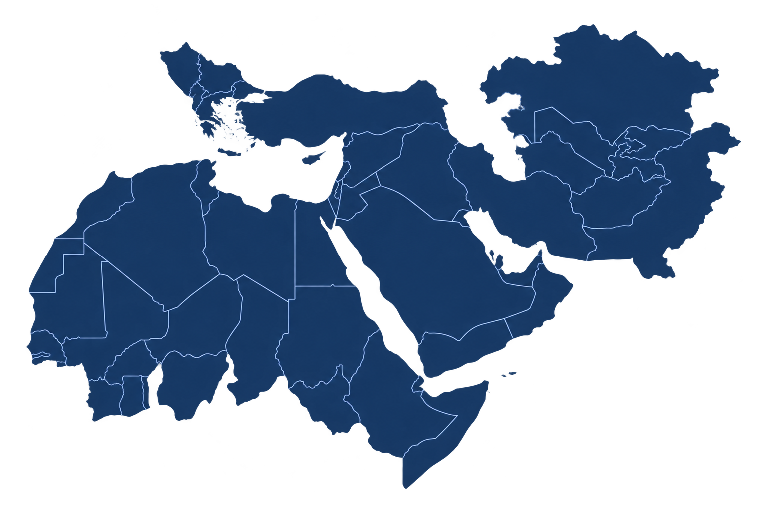 Illustrative map of Amanah’s target areas across Africa, the Middle East, the Balkans, Central Asia, and Pakistan